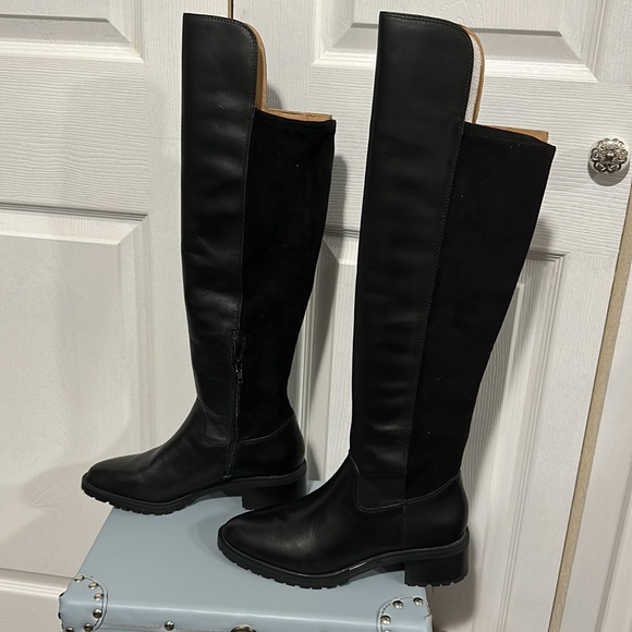 🍁Sole Society Favian Boots in "Black Soft Silk/STR MICRO" - Picture 5 of 10